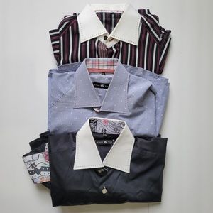 STONE ROSE Medium - Navy, Blue Pinstripe, Blk/Wht/Maroon w/ Patterns Long Sleeve